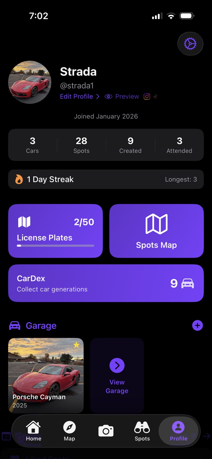 User profile with stats